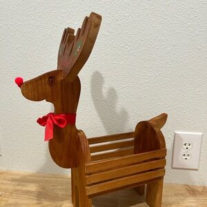 Vintage Creative Wood Designs Wooden Christmas Reindeer Planter Basket 20” 1980